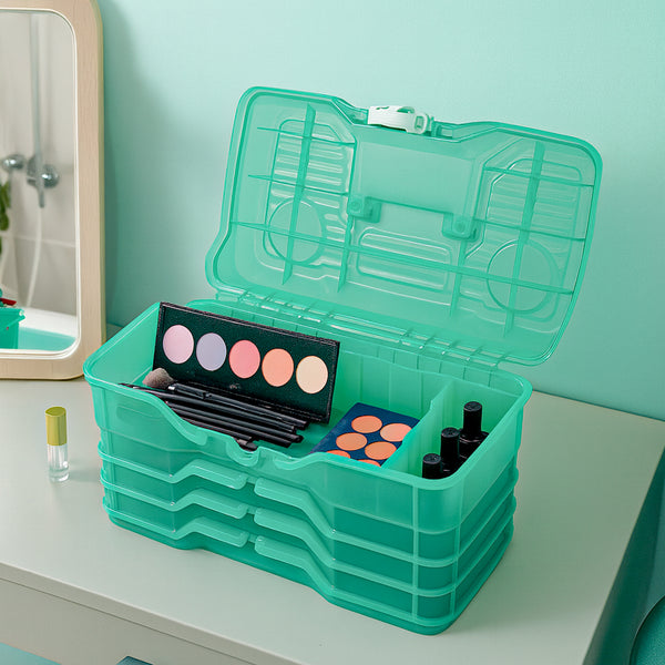 Essential Beauty Storage Box - Green Translucent with Dark Green Accents, Ideal Beauty Product Organizer & Storage Solution