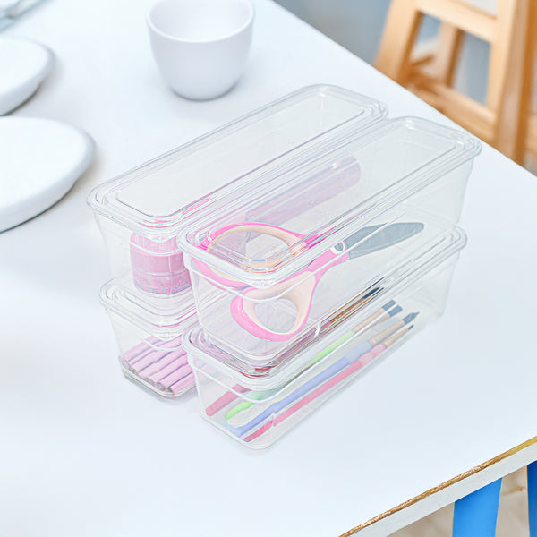 Long Bins with Lids (4) Pack