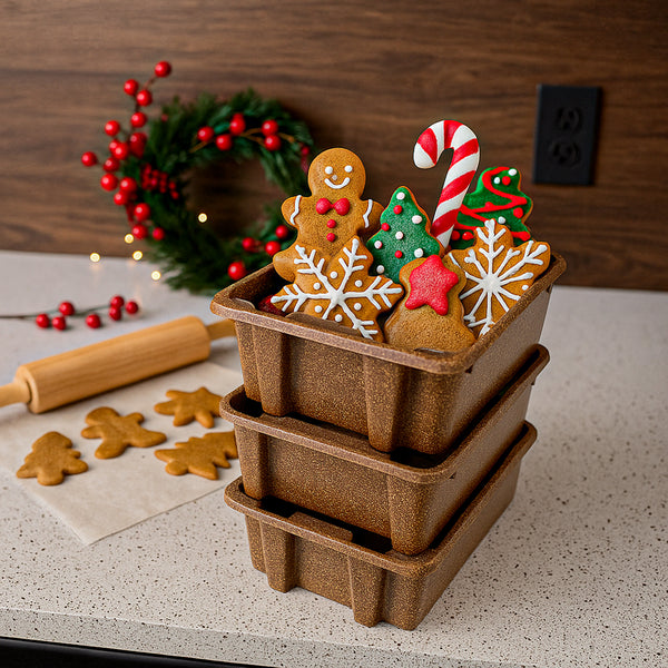 Stackable Storage Solution Dark Brown Plastic Bins (3 pack)