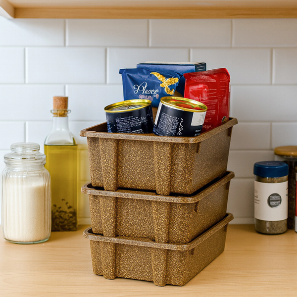 Stackable Storage Solution Dark Brown Recycled Plastic Bins (3 pack)