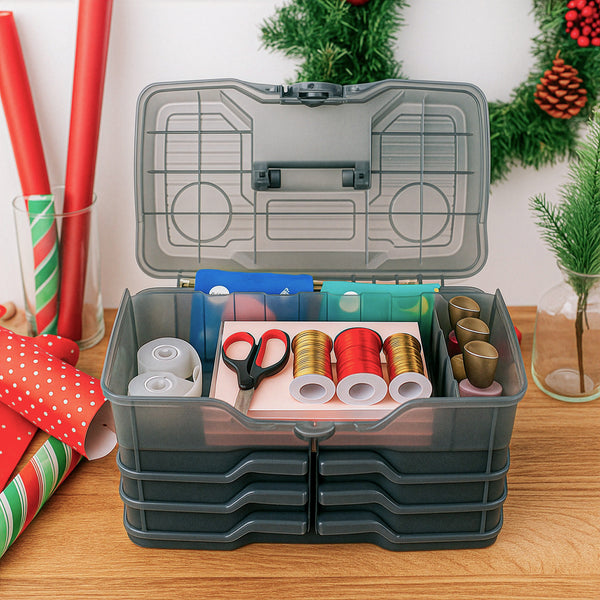 Essential Beauty Storage Box - Grey Translucent with Dark Grey Accents, Ideal Beauty Product Organizer & Storage Solution