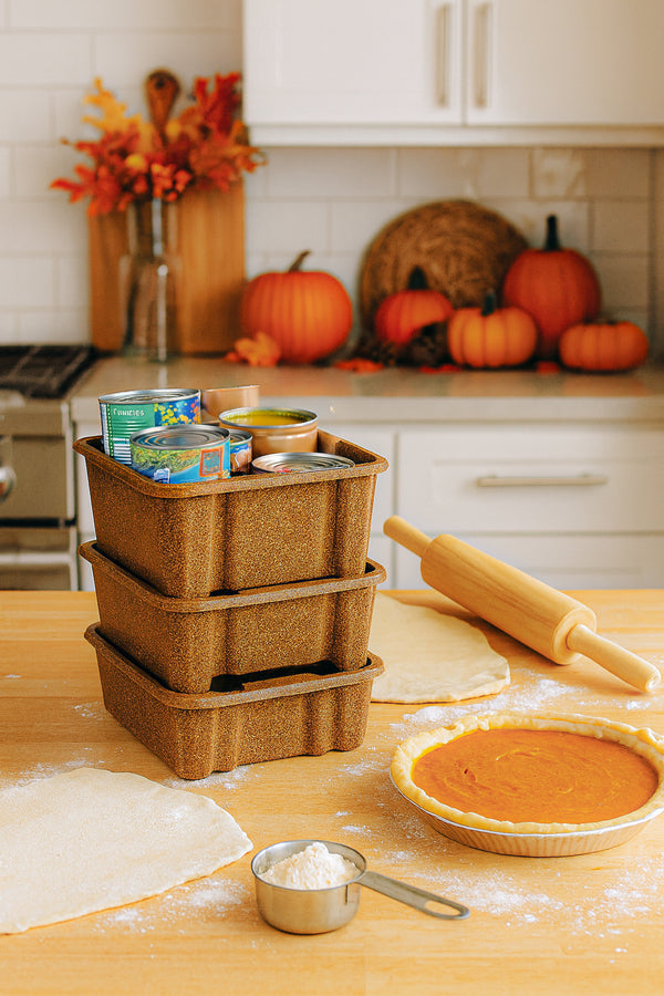 Stackable Storage Solution Dark Brown Plastic Bins (3 pack)