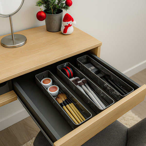 Plastic Grey Marble Trays - Durable, Lightweight & Stackable Multi - Use Design (3-Pack)