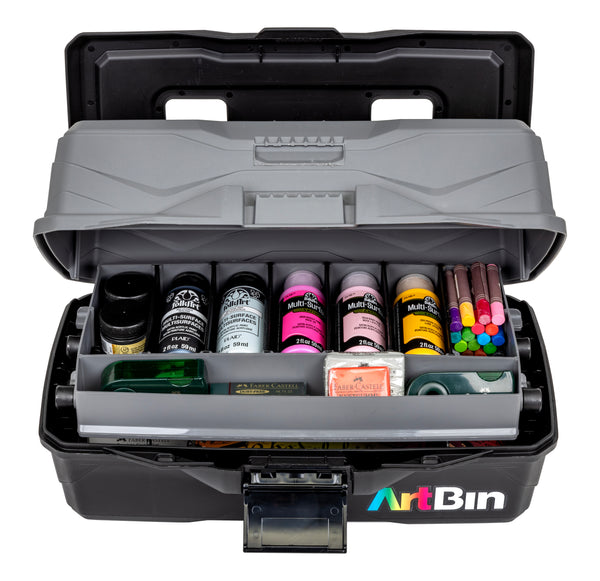 1 Tray Art Supply Box in Gray & Black