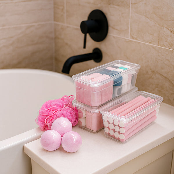 Long Clear Bins with Lids (pack of 6)