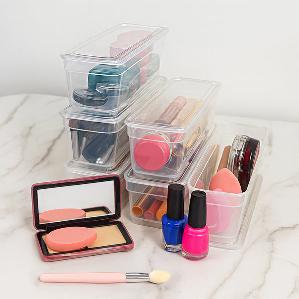 Long Clear Bins with Lids (pack of 6)