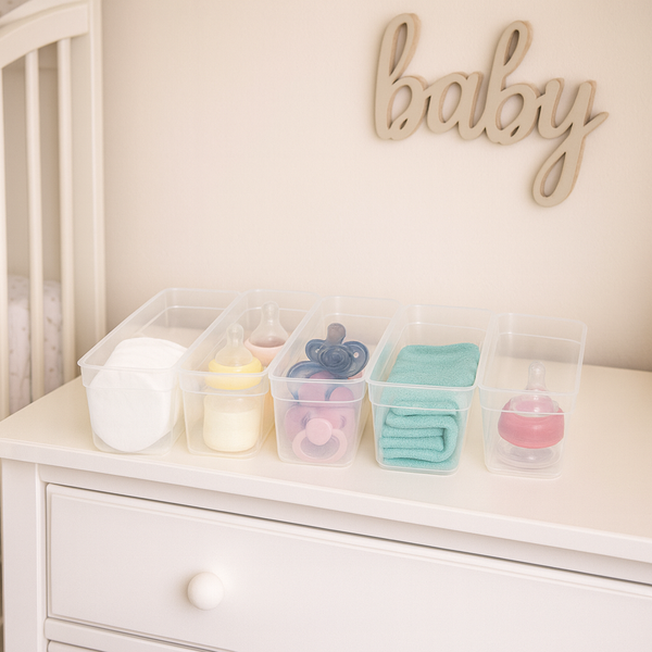 Long Clear Bins with Lids (pack of 6)