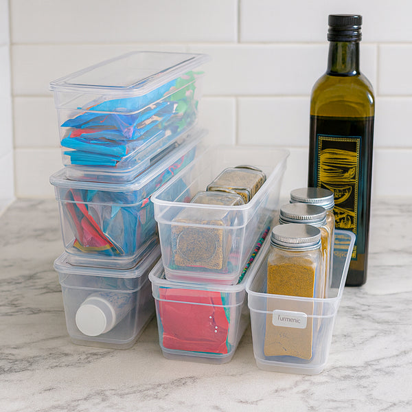 Long Clear Bins with Lids (pack of 6)