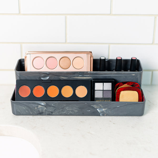 Plastic Grey Marble Trays - Durable, Lightweight & Stackable Multi - Use Design (3-Pack)